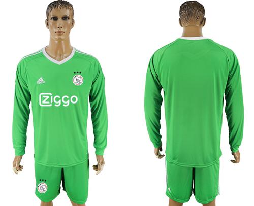 Ajax Blank Green Goalkeeper Long Sleeves Soccer Club Jersey